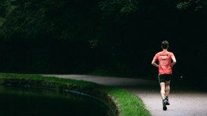 Man running in park